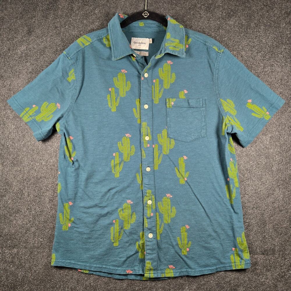 Goodfellow Cactus Button Down Masc M Retro Rockabilly Cacti Summer 100% Cotton